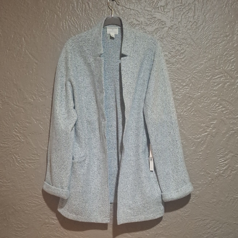 New. Caslon Women's Light Gray Teddy Jacket Size L